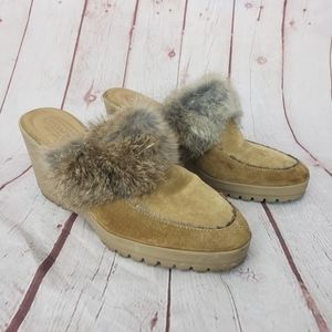 Coach Kaela Rabbit Fur Mules size 8